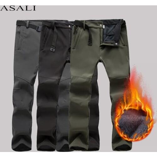 Tactical Pants Men Outdoor Waterproof Fleece Warm Cargo Pants Winter Oversized Plus Size Skiing Hiking Trousers Mens Clothing