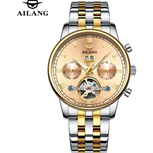 Fashion Business Automatic Watch Stainless Steel Waterproof Mens Tourbillon Mechanical Sport Watches Relogio Masculino