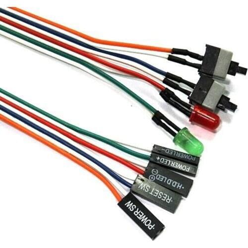 Desktop computer case switch wire restart wire case double button main machine switch wire with lamp double switch power cord