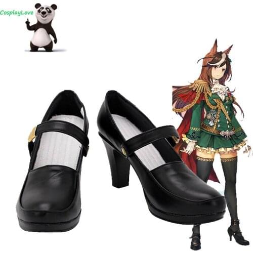 CosplayLove Uma Musume: Pretty Derby Symboli Rudolf Black Cosplay Shoes Long Boots Leather Custom Made
