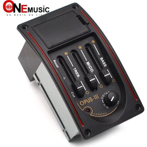 Opus-III 3 Band Acoustic Guitar EQ Black Preamp 3-Band EQ Equalizer 92*48.5MM Pickup Black