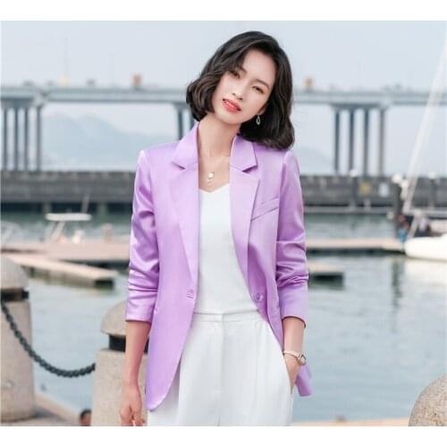 Elegant Purple Formal Blazers Jackets Coat Spring Summer Business Women Work Wear Blaser Professsional Outwear Tops Clothes