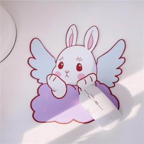 Purple Angel Rabbit Shaped Mouse Pad Computer Desk Cute Non-slip Coaster Female Cartoon Rubber