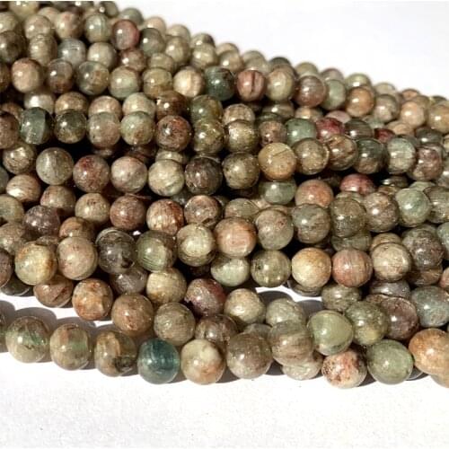 16" Natural Genuine Red Green Kyanite crystalline Round Necklaces or Bracelets Loose Beads 06511