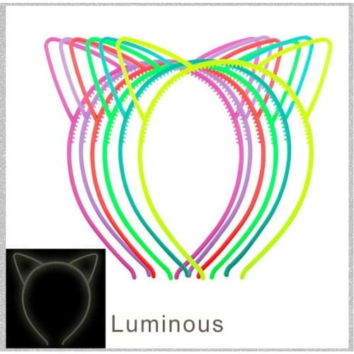 Hot selling childrens headdress dark night hair accessories birthday party accessories luminous cat ears headband