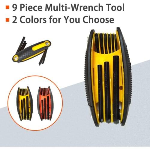 High Quality 9 Piece Multi-Wrench Tool For Compound Recurve Bows Allen Hex Key Ring Wrenches Aluminum Tools Set