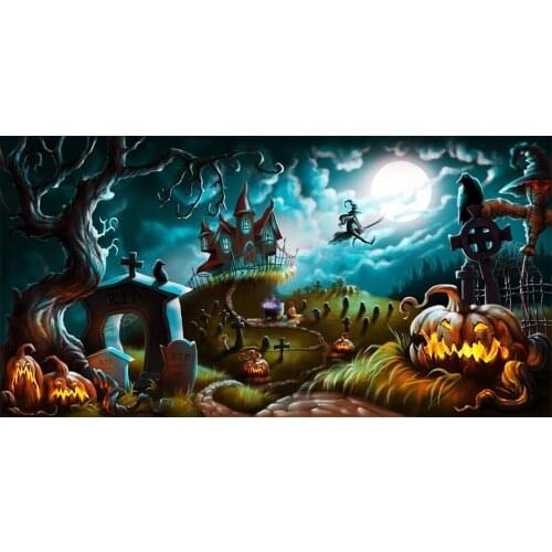 Cartoon Pumpkin witch castle 5d diy diamond painting mosaic diamond stitch full drill Diamond embroidery Halloween gift X143