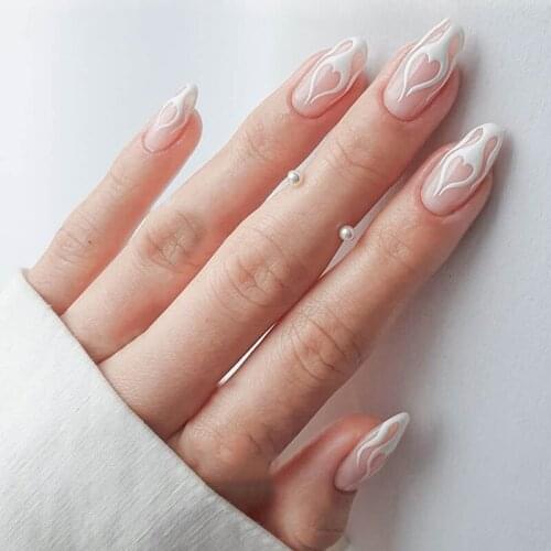 Fake Nails Short Paragraph Flame Wearing Nail Stickers Finished Nail Stickers 24 Nail Stickers With Glue Nails Accesorios