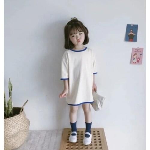 New Baby Girls Summer T-Shirt Cute Baby Girls Short Sleeves Loose Pull over Shirt Casual Kids Patchwork Bottomming Tops