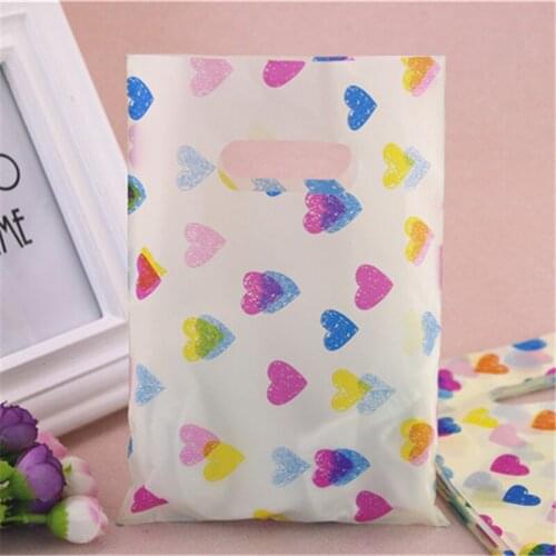 New Style Wholesale 100pcs/lot 15*20cm Warm Colorful Sweet Heart Candy Packaging Birthday Present Gift Bags