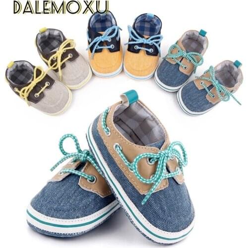 Baby Boy Shoes Toddler Newborn Girls Boys Denim Canvas Sports Sneakers Soft Sole Anti-slip Infant Prewalker Bandage Shoses 0-18M