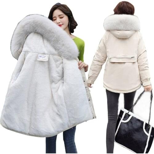 Women Solid Oversize Parkas Winter Thick Jacket for Women 2021 Hooded Winter Zipper Pockets Female Warm Elegant Coat and Jacket