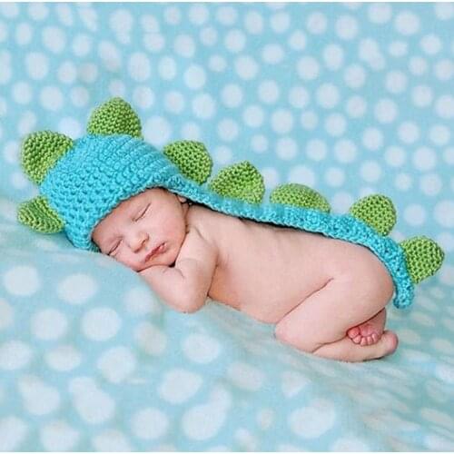 Newborn Photography Props Baby Photo lovely Dinosaur style Girls Boys Knit Costume Photography Prop cartoon infant photo shoot