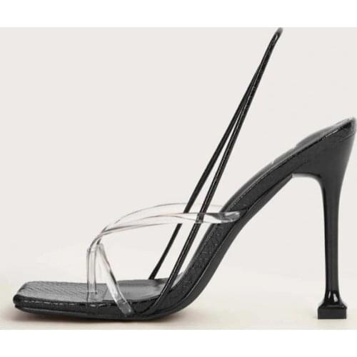 2021 Summer Fashion Comfortable Square Head Womens Sandals Lace-up Open Toe Womens Casual Sandals Mature Sexy Stiletto Heels