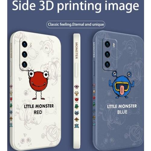 Stylish Monster Pattern Phone Case For Huawei P40 P40Lite P30 P20 Mate 40 40Pro 30 20 Pro Lite P Smart 2021 Y7a Liquid Cover