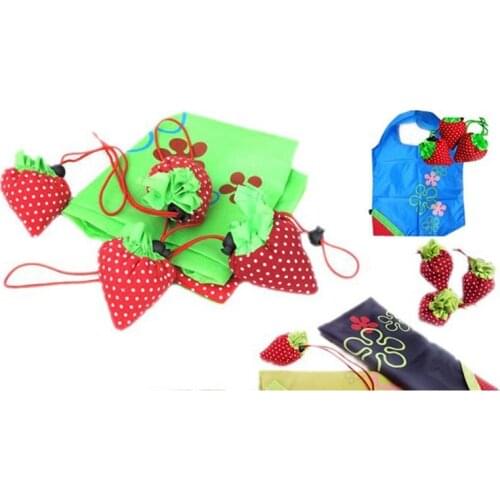 New Storage Handbag Strawberry Foldable Shopping Bags Reusable Folding Grocery Oxford Bag Large Capacity Home Tote Pouch