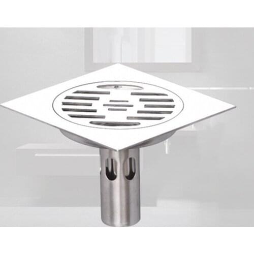 5Inch 304 Stainless Steel Deep Water Sealing Floor Drain Thickening Dual Purpose Deodorant and Pest Control 15cm Square 110 Tube