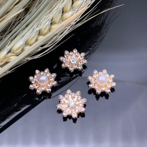 10pcs/batch 16MM alloy pearl rhinestone decoration accessories wedding party headband decoration flower heart base