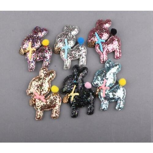 Free Shipping 30PCS/Lot Glitter Animal Deer Patch Sticker Button for Girls Hair Jewelry Clips Headband Bow Center Decor