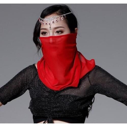 Women Red Veil Standard Face Belly Dance Costumes India Dance Outfit Halloween Carnival Solid Purple White Black Blue