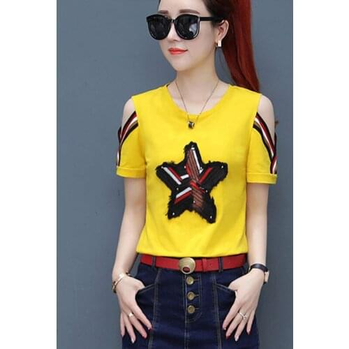 Off Shoulder Women Spring Summer Style Blouses Shirts Lady Casual Short Sleeve Printed Blusas Tops DF2933