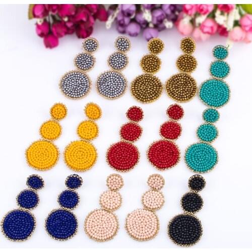 Sehuoran Aretes Bohemian Beaded Earrings For Women All Handmade Wedding Bridal Gift Jewelry Fringed Tassel Drop Earrings Party