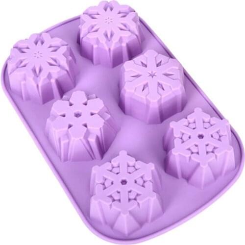 Kapmore 1pc Cake Mold Silicone Reusable 6 Cavities Cake Mould Snowflake Shape Mold For Christmas Baking Tools Random Color