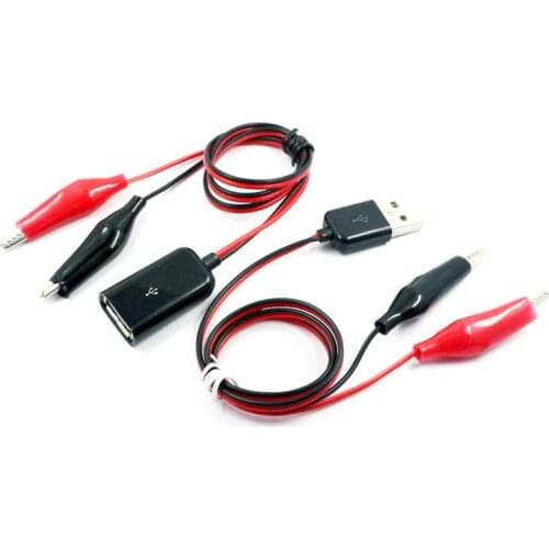 1Pc USB 2.0 Male Female Alligator Clips Crocodile Wire USB Tester Detector DC Voltmeter Ammeter Capacity Power Supply Cable 667C