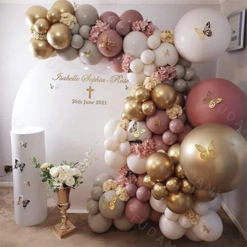 110Pcs Retro Pink Arch Garland Kit DIY Grey White Latex Pearl Balloons Set Baby Shower Birthday Wedding Backdrop Decor Globos