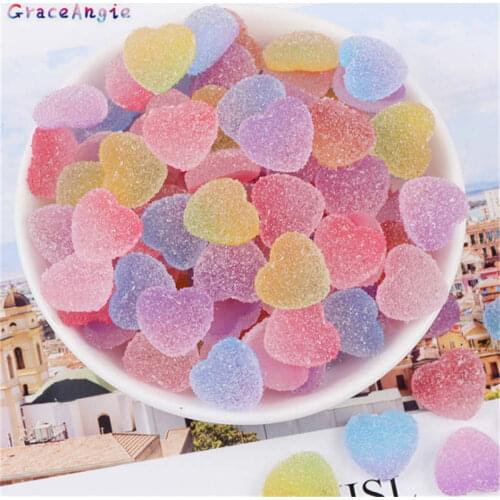 20pcs/lot Mix Color Heart soft sweets Charms Candy Plastic Ornament Jewelry Earring DIY Supplies Refrigerator Decor 18mm