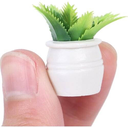 4Pcs 1:12 Dollhouse Miniature Tree Potted Green Plant Simulation Potted Plants