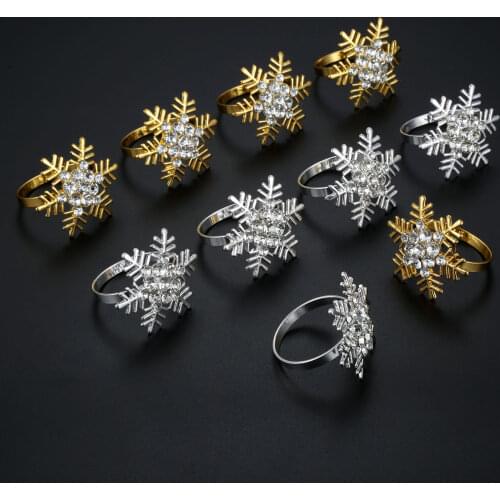 6Pcs Metal Snowflake Napkin Rings Wedding Party Table Decoration Towel Dinner Napkin Buckle Holder Home Accessories