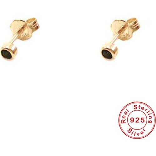 925 Sterling Silver Earrings For Women Black Small Zircon Earrings Gothic Girl Ear Bone Piercing aretes Men cartilage brincos R5