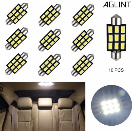 AGLINT 10pcs Car Lighting Festoon C5W 39mm LED Bulbs 5630LED 5730Chip 9LEDs Automotive LED Interior Map Dome Reading Light DC12V