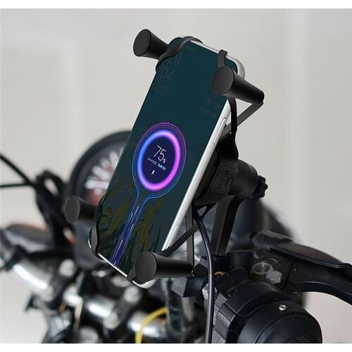 Motorcycle Charging Mount Holder Wireless Wired 2 in 1 Fast Charge Mount Phone Holder Charging Bracket for Motorcycles ATVs Use