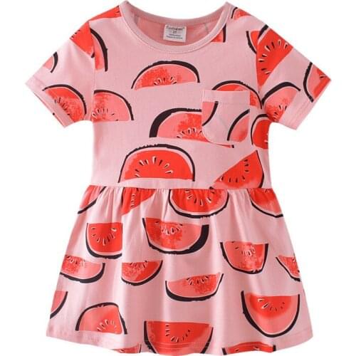Funnygame Summer Cotton Girls Dresses Watermelon Print Cute Baby Clothes Fashion New Arrival Childrens Party Dresses 2020