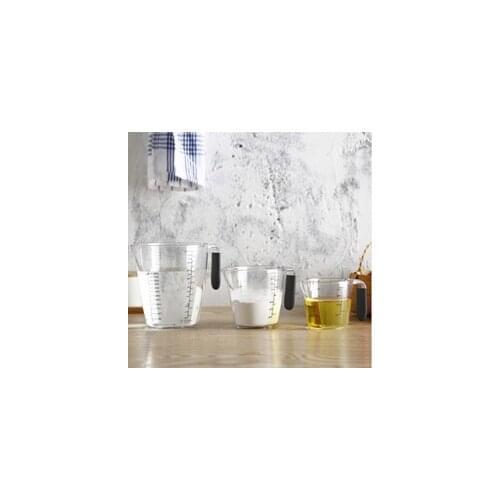 Home Kichen 3PCS Stackable 250ML/500ML/1000ML Oil Baking Tools Transparent Plastic Measuring Jug Set