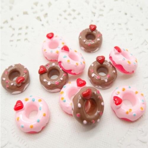 Hot Sale For Diy Decoration 20pcs 14mm Kawaii Flat Back Resin Cabochon Donut Food