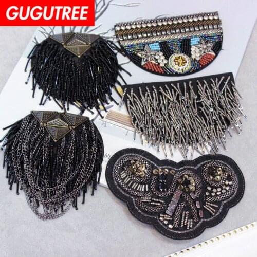 GUGUTREE brooch breastpin tassels shoulder board patch metal patches badges applique patches for clothing CH-55