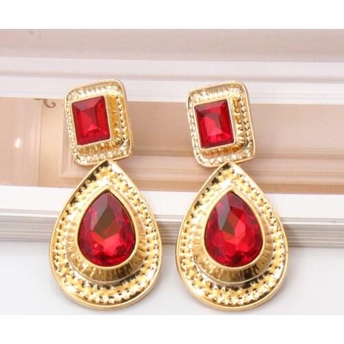 JUJIA Fashion Geometric Big Crystal Drop Dangle Earrings Women Girls Charm Bridal Wedding Jewelry Gift Accessories