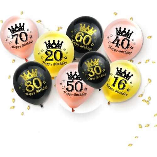 Amawill16th 20th 30th 40th 50th 60th Letter Number Latex Balloons Adult Happy Birthday Party Rose Gold Helium Ballon Home Decor