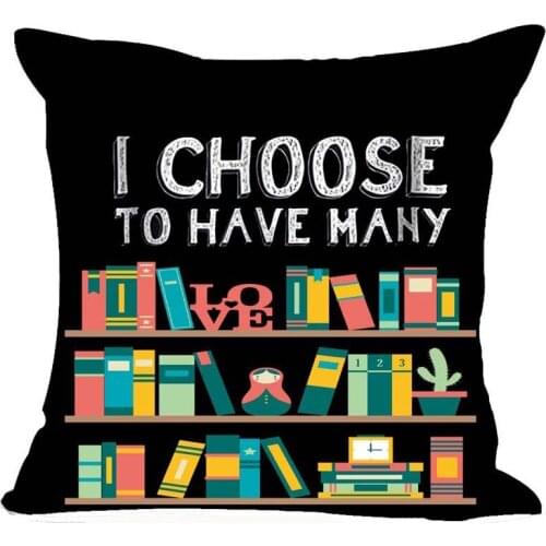Best School Gift Quote Reader Club I Choose to Have Many Book Decorative Cotton Linen Throw Pillow Case Cushion Cover