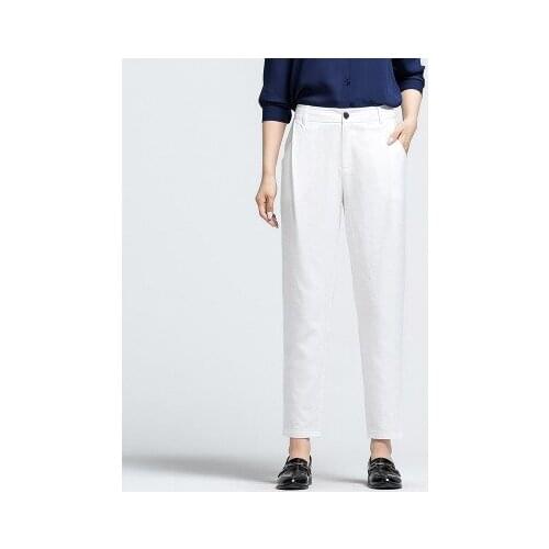 Makuluya Soft Classic Female Casual Pants High Quality Thin White Cotton Office Lady Ladies Women Spring Summer Autumn L6