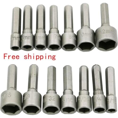 14pcs 6mm~19mm Professional Magnetic Nut Driver Set Metric Socket 1/4" Hex Shank Impact Drill Bit Adapter For Power Tools