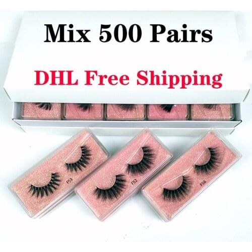Mink Lashes Wholesale 100/300/500 Pairs False Eyelashes Thick Strip Mink Lashes Makeup Dramatic Long Mink Eyelashes Pack Bulk