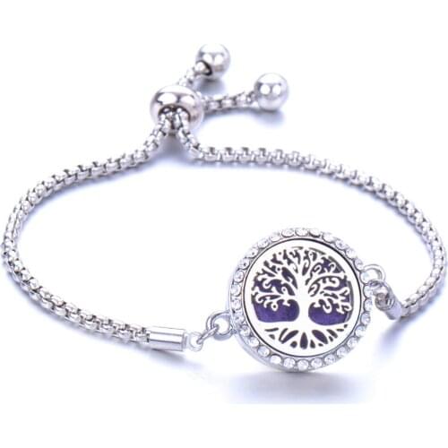 2021 latest zircon hollow aromatherapy can open essential oil bracelet tree of life adjustable size perfume bracelet