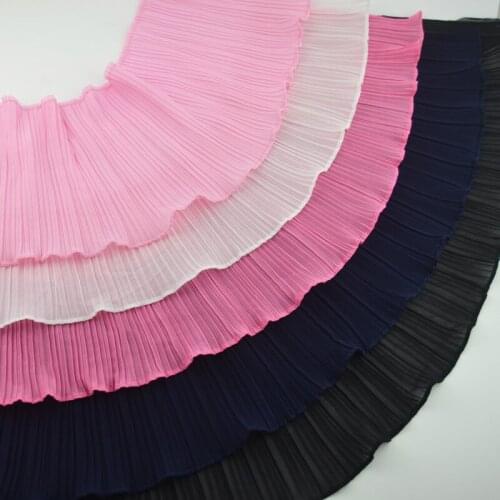 Single layer pleated chiffon lace trim hem neckline cuffs skirt DIY clothing accessories handmade drape lace fabric cloth art