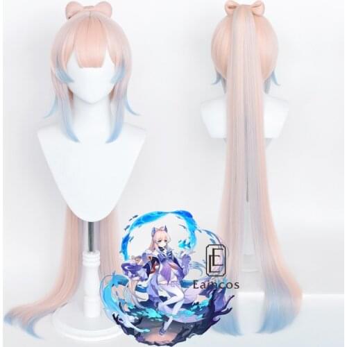 Game Genshin Impact Sangonomiya Kokomi Cosplay Wig Women120cm Long Wigs Heat Resistant Synthetic Hair