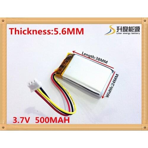 Polymer lithium battery 3.7 V, 562438 500MAH can be customized wholesale