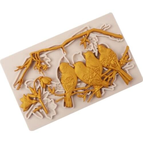 Bird & Branch Silicone Mold Fondant Mould Cake Decorating Tools Chocolate Gumpaste Molds, Sugarcraft, Kitchen Gadget